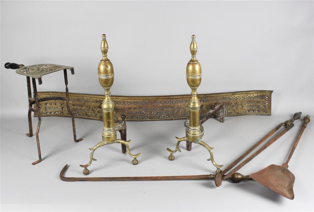 PAIR OF BRASS ANDIRONS 19th century