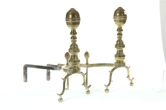 PAIR OF BRASS ANDIRONS. 