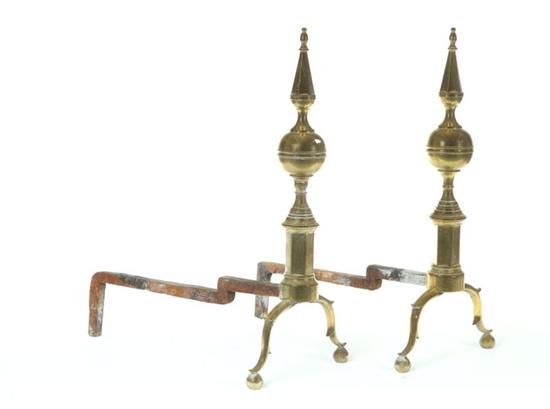****PAIR OF BRASS ANDIRONS. 