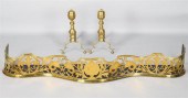 PAIR OF BRASS ANDIRONS AND PIE