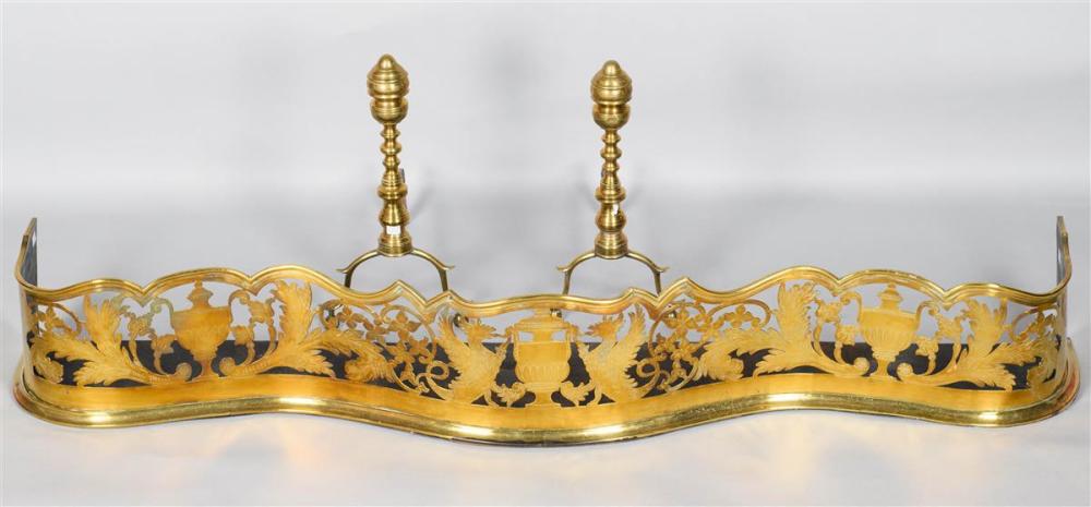 PAIR OF BRASS ANDIRONS AND