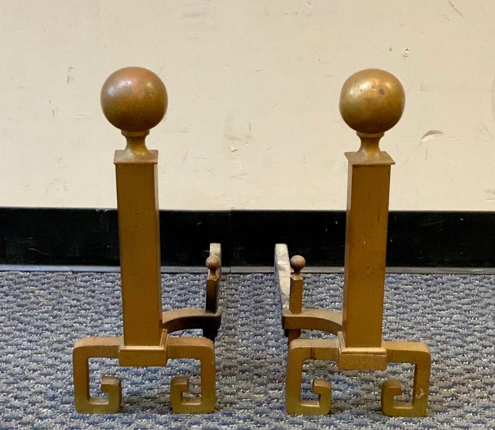 PAIR OF BRASS ANDIRONSPair of Brass