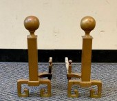 PAIR OF BRASS ANDIRONSPair of