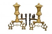 PAIR OF BRASS ANDIRONSPair of