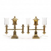 PAIR OF BRASS ARGANT LAMPS, HE