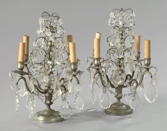 Pair of Brass Argente Four-Light