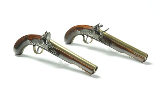 PAIR OF BRASS-BARRELED FLINTLOCK