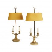 PAIR OF BRASS BOUILLOTE LAMPS