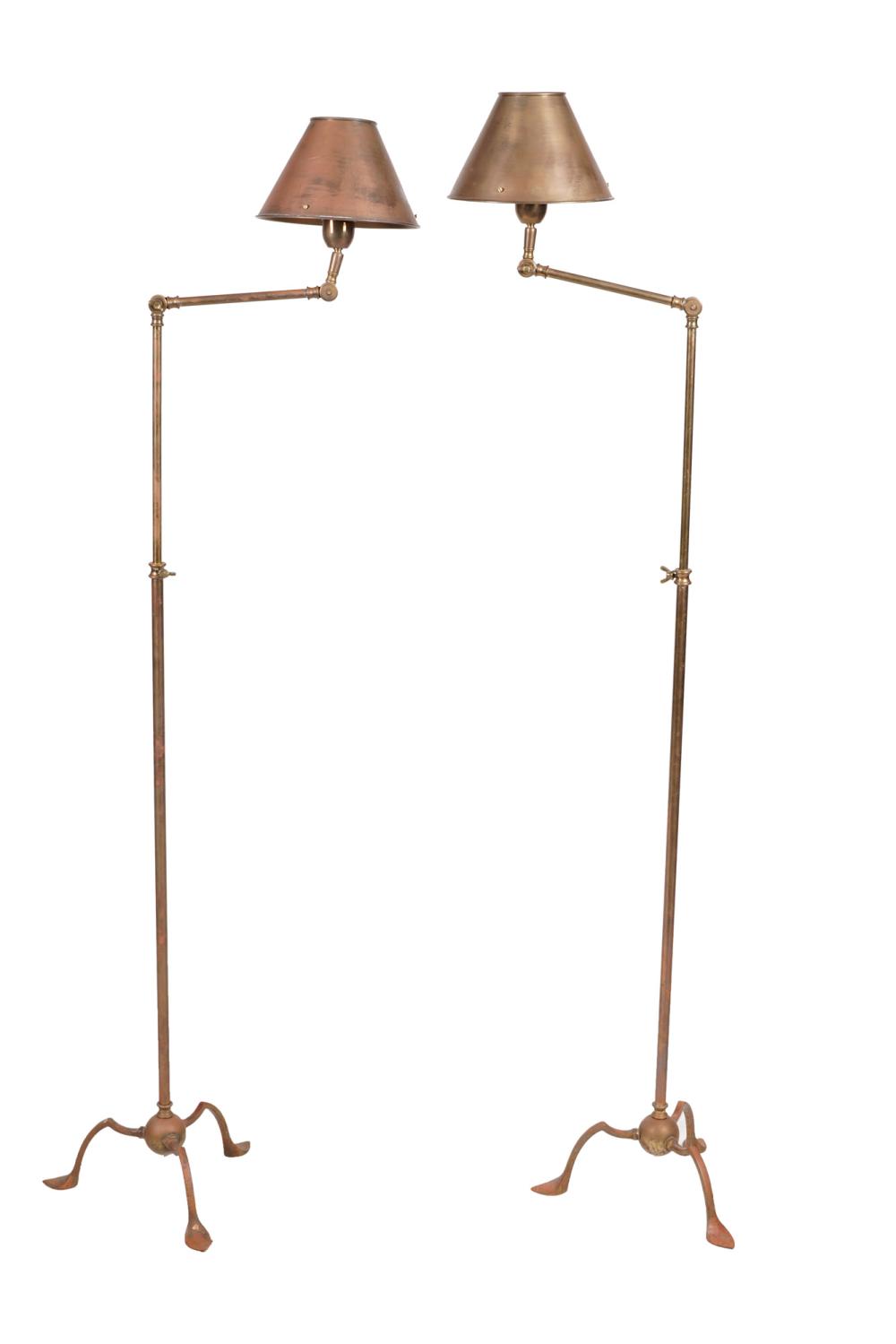PAIR OF BRASS BRIDGE LAMPS50 inches