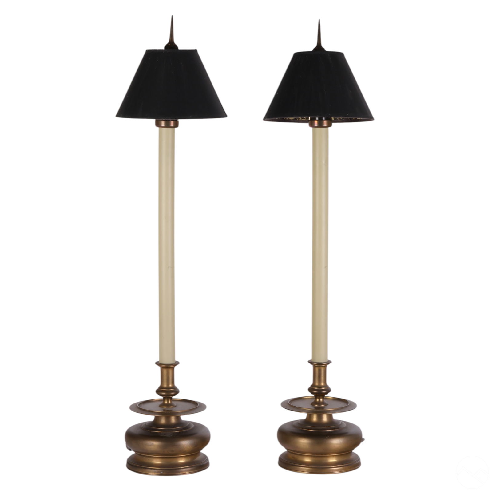 PAIR OF BRASS BUFFET LAMPS