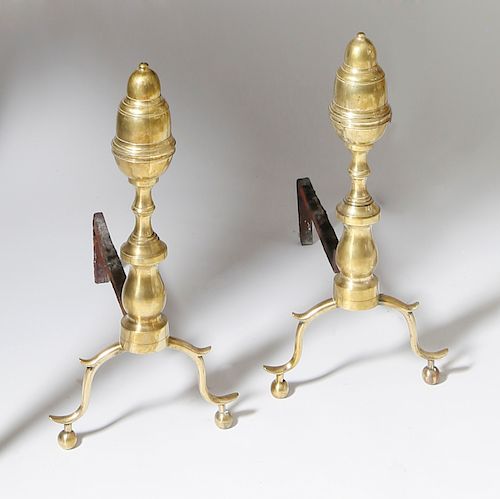 PAIR OF BRASS BULLET TOP
