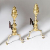 PAIR OF BRASS BULLET TOP ANDIR