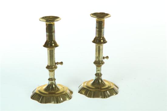PAIR OF BRASS CANDLESTICKS. 