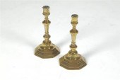 PAIR OF BRASS CANDLESTICKS.  F