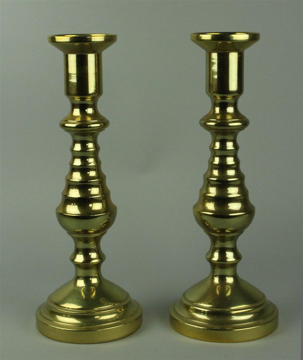 PAIR OF BRASS CANDLESTICKS h:12 in.
