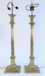 PAIR OF BRASS CANDLESTICKS, MA