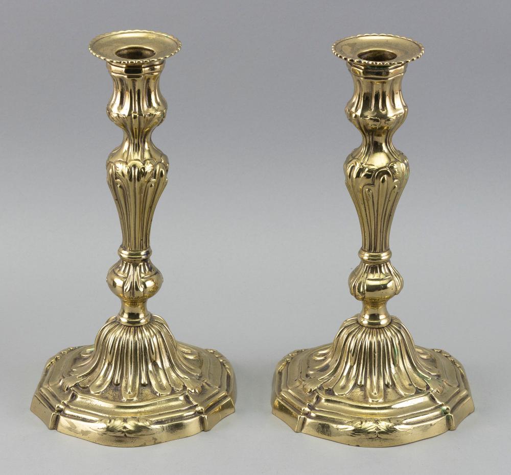 PAIR OF BRASS CANDLESTICKS,