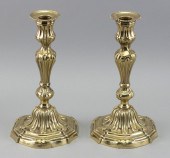 PAIR OF BRASS CANDLESTICKS, PO