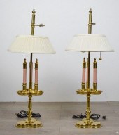 PAIR OF BRASS CLOVER FORM LAMP