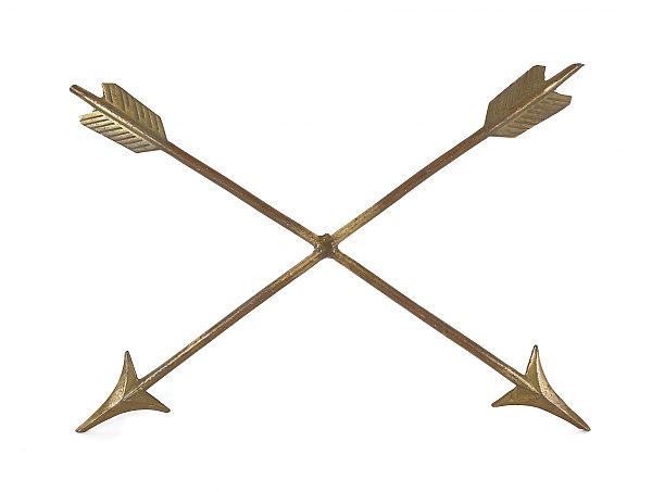 Pair of brass crossed arrows ca.