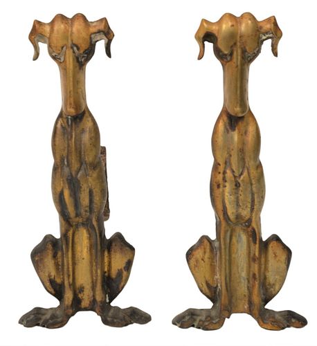 PAIR OF BRASS DOG ANDIRONSPair of