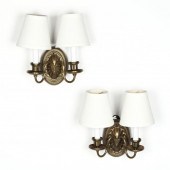 PAIR OF BRASS DOUBLE ARM SCONC