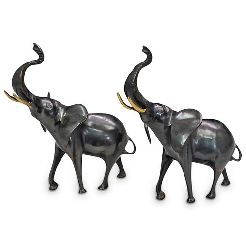 PAIR OF BRASS ELEPHANT