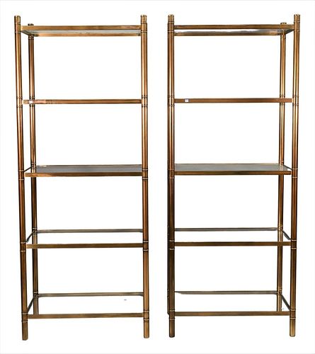 PAIR OF BRASS ETEREGES, EACH HAVING