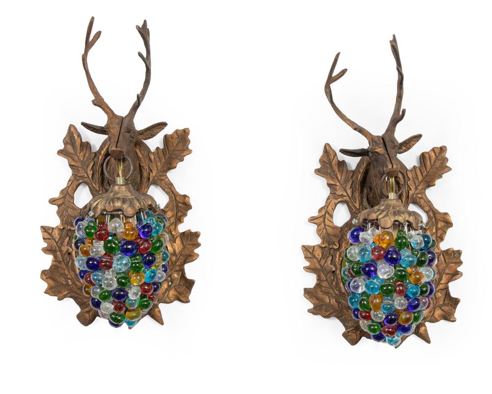PAIR OF BRASS FIGURAL MIRRORED