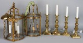 PAIR OF BRASS HANGING LANTERNS