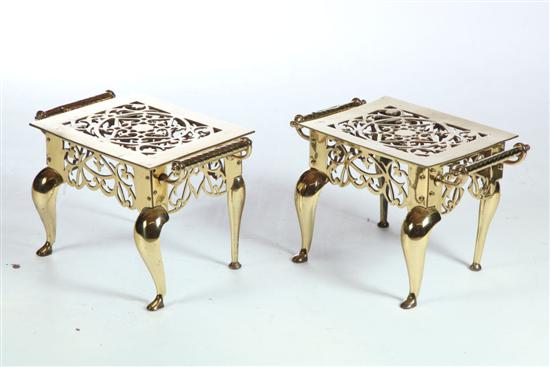 PAIR OF BRASS KETTLE STANDS. 