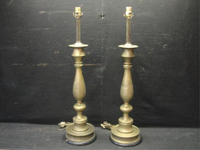 Pair of Brass Lamps. From a