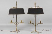 PAIR OF BRASS LAMPS WITH PAINT