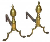PAIR OF BRASS LEMON TOPPED AND