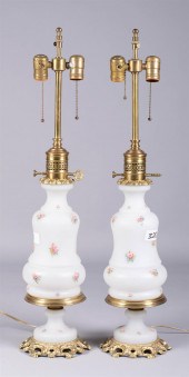 PAIR OF BRASS MOUNTED AND ENAM