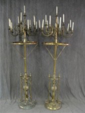 Pair of Brass Multi Arm Torchi