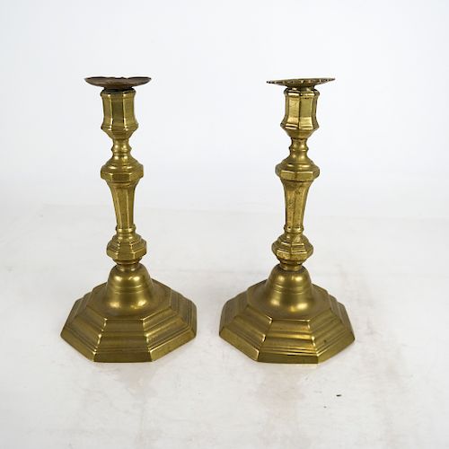 PAIR OF BRASS OCTAGONAL