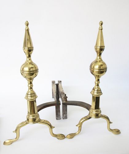 PAIR OF BRASS PANELED STEEPLE TOP