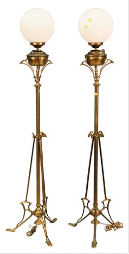 PAIR OF BRASS PIANO LAMPSPair of