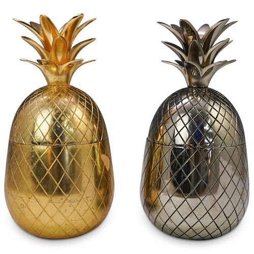 PAIR OF BRASS PINEAPPLE