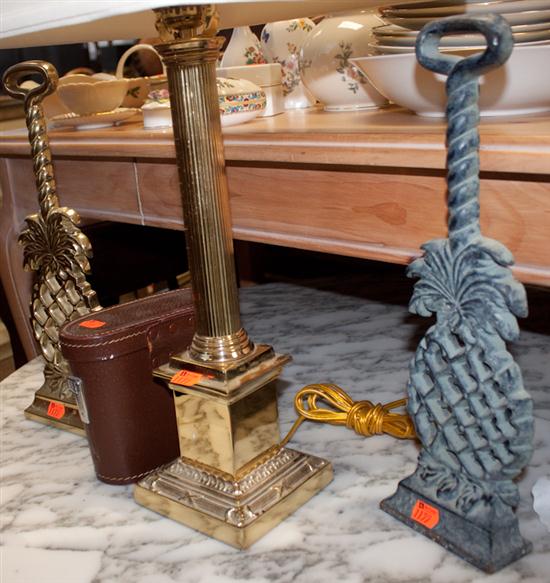 Pair of brass pineapple form