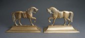 PAIR OF BRASS PRANCING HORSE-F