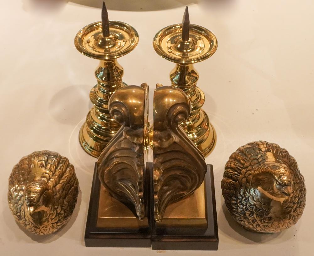PAIR OF BRASS PRICKET CANDLESTICKS,