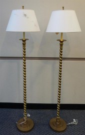 PAIR OF BRASS SPIRAL FLOOR LAM