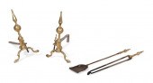 PAIR OF BRASS STEEPLE-TOP ANDI