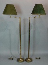 PAIR OF BRASS SWING ARM FLOOR
