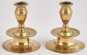 PAIR OF BRASS TAPERSTICKS, EAR