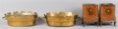 PAIR OF BRASS VERRIERES AND A