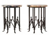 PAIR OF BRECCIA MARBLE AND IRO