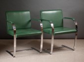 PAIR OF BRNO MODERN GREEN LEAT